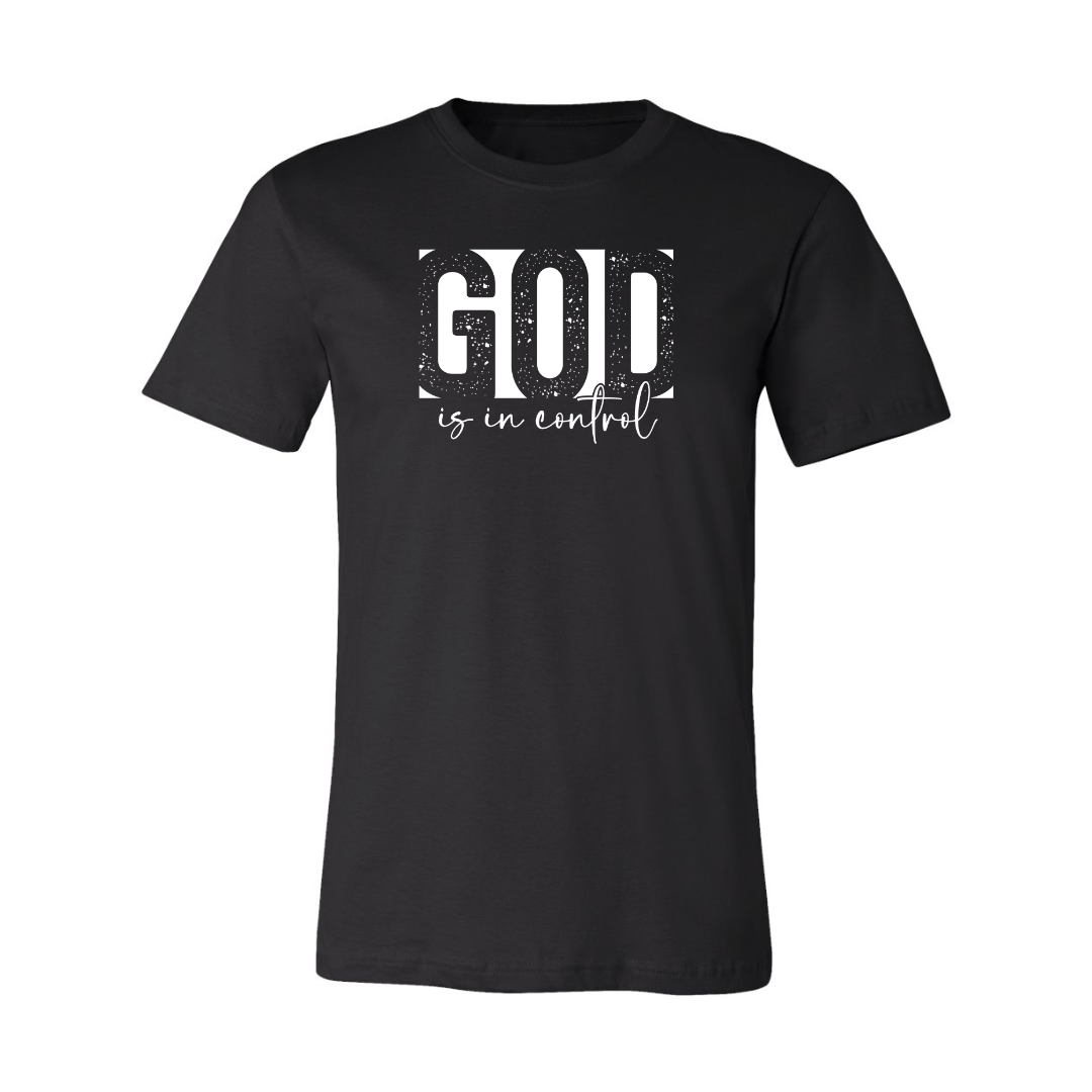 God is in Control Tee- Black