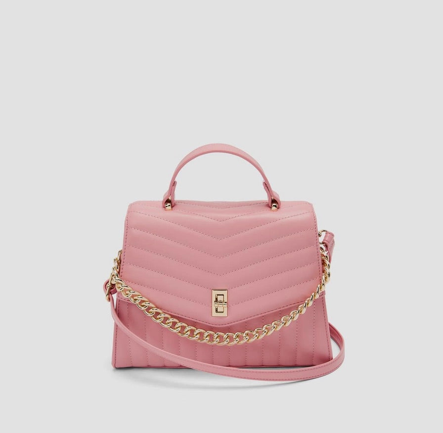 Brooklyn Quilted Satchel- Bubblegum Pink