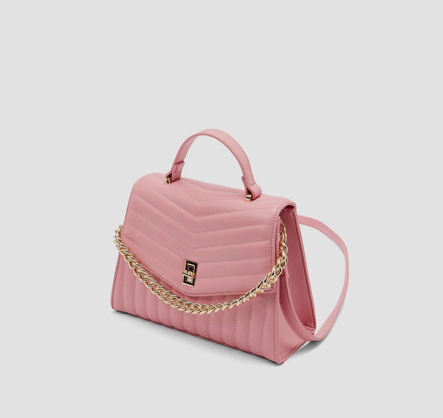 Brooklyn Quilted Satchel- Bubblegum Pink
