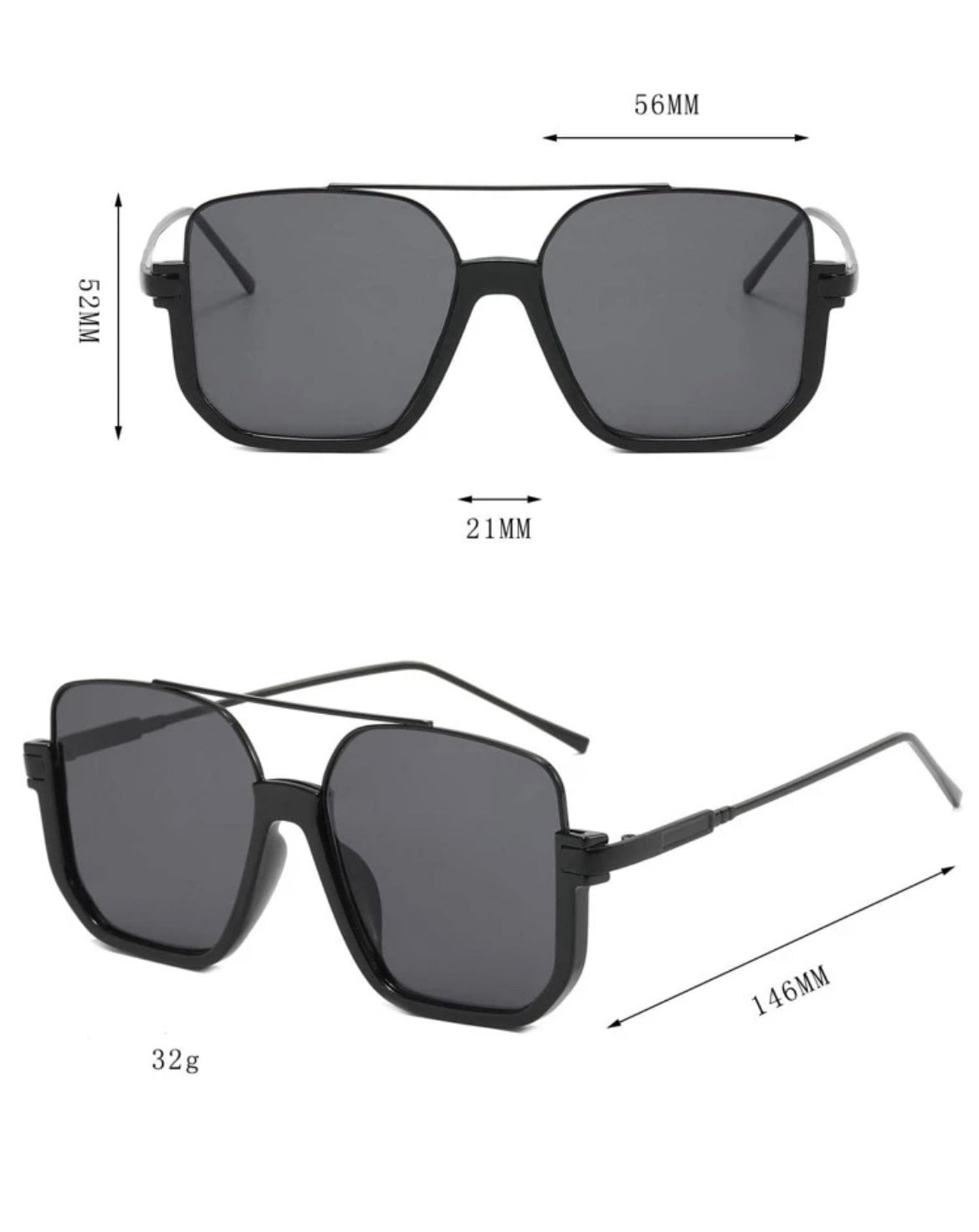 Valentina Vintage Sunglasses- Black