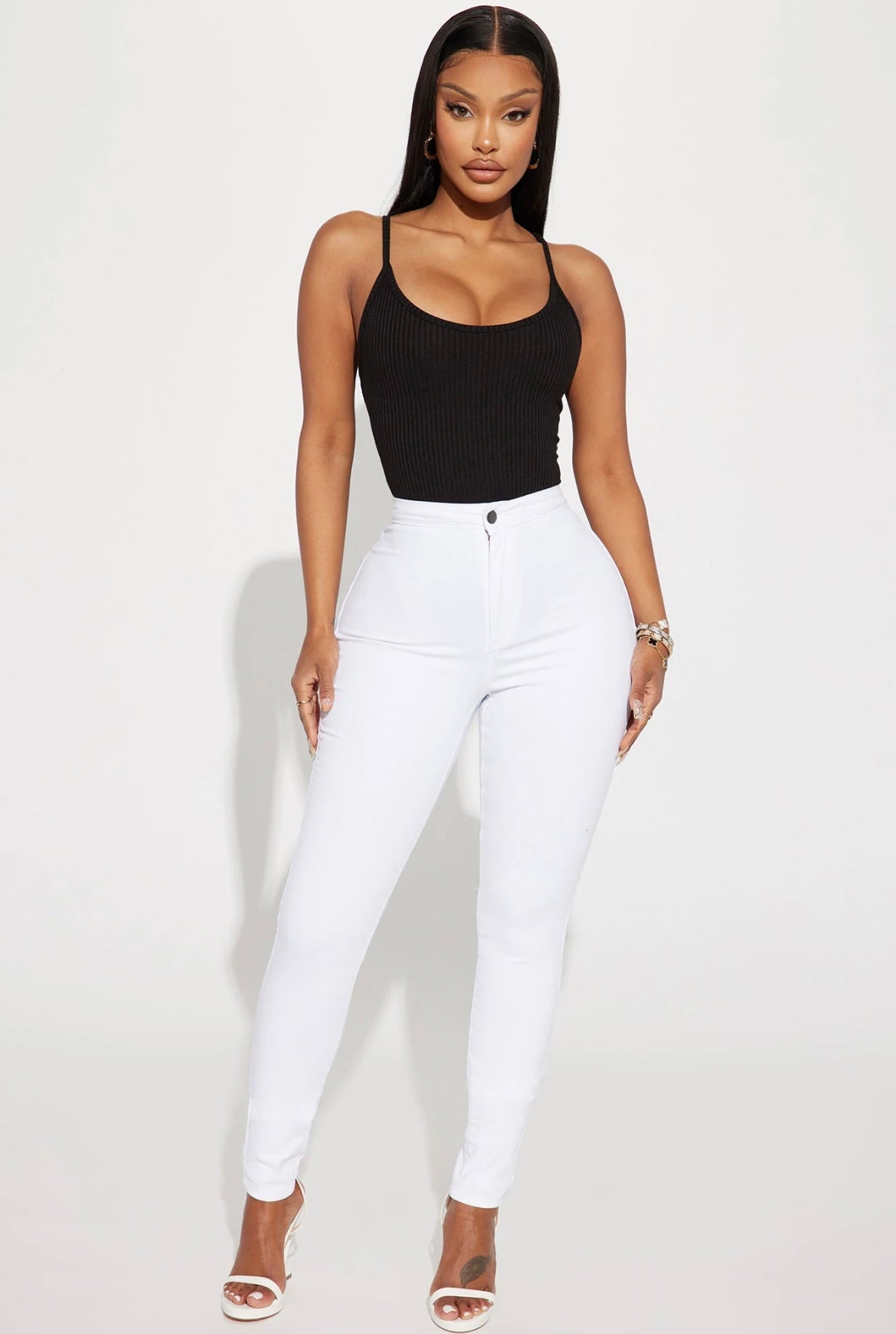 Stella High Waist Skinny Jeans- White