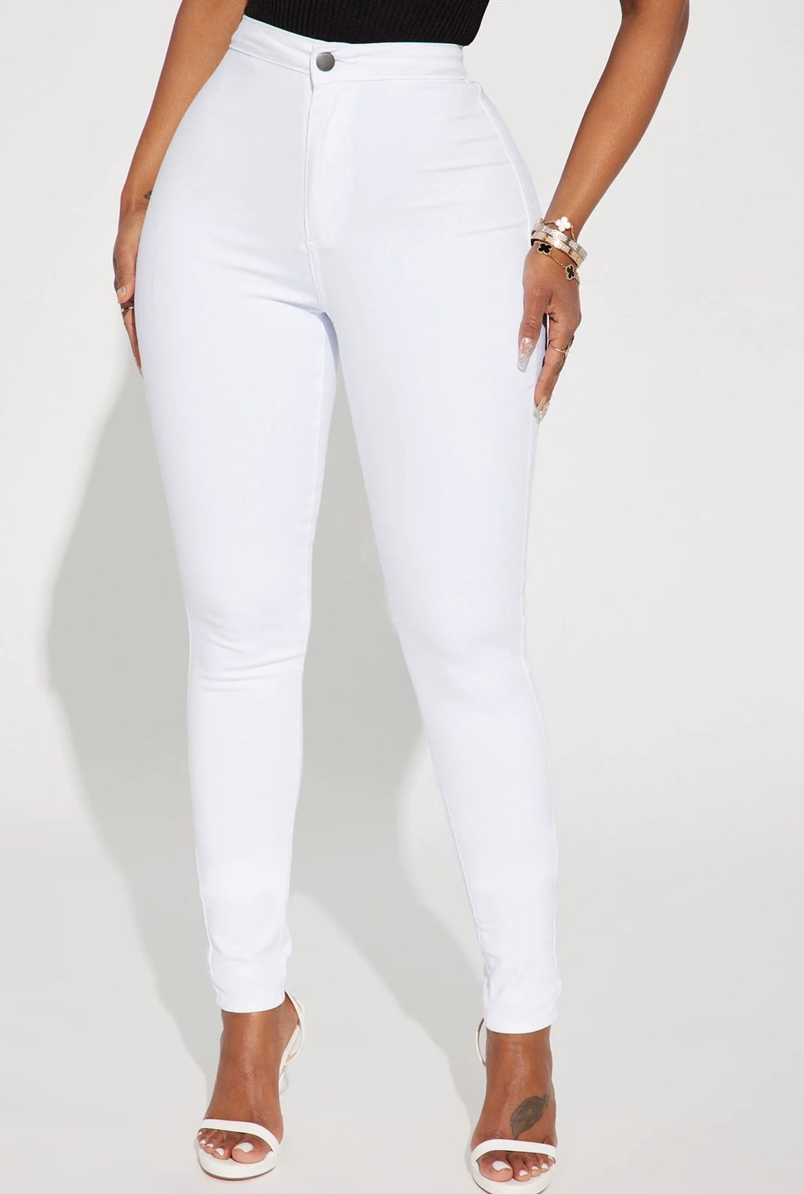 Stella High Waist Skinny Jeans- White