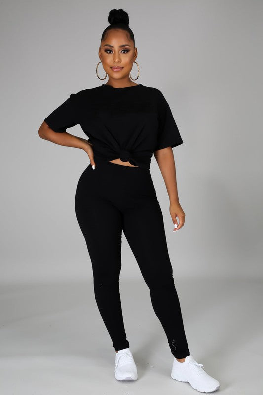 "Out N About" 2 Piece Legging Set - Black