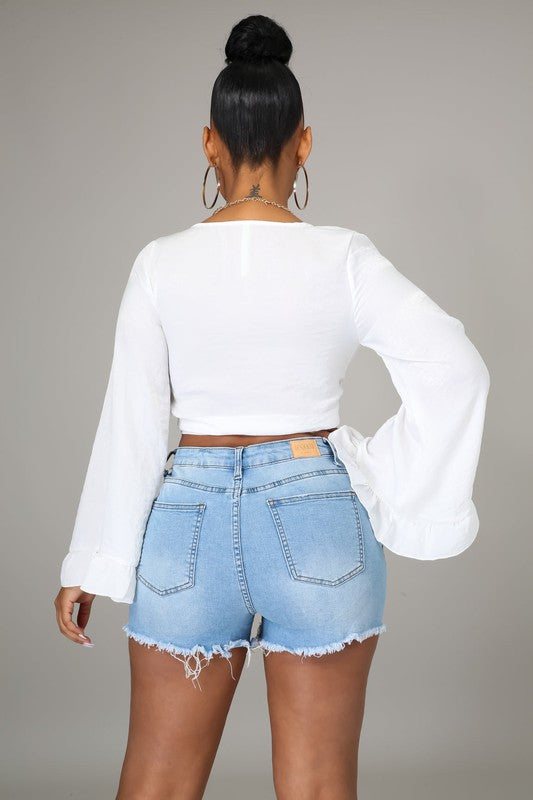 Distressed Denim Shorts