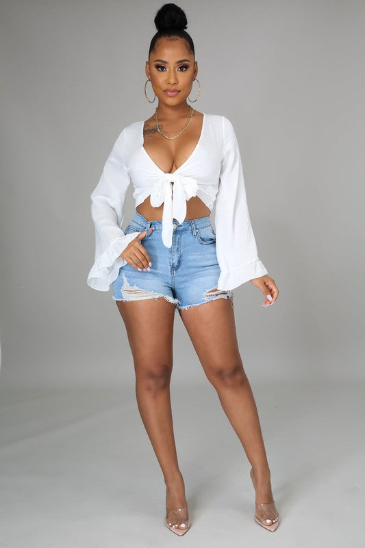 Distressed Denim Shorts