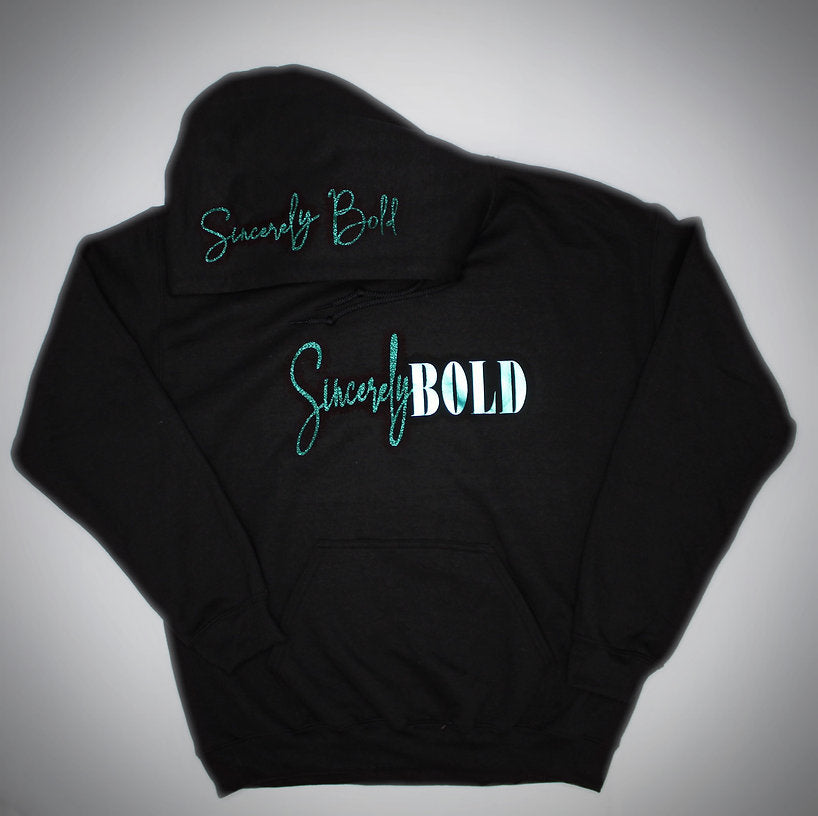 Bold Signature Hoodie- Black/Emerald Green