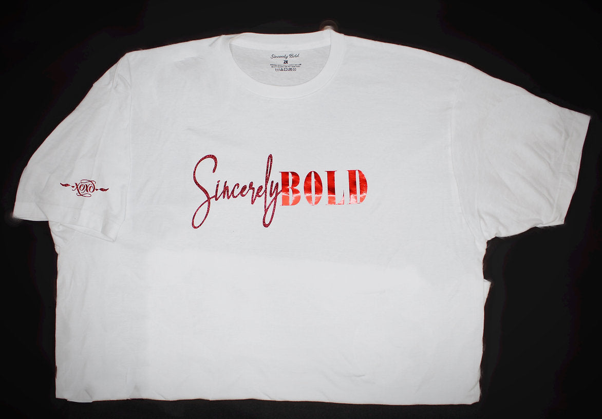 Bold Signature Tee- White/Red