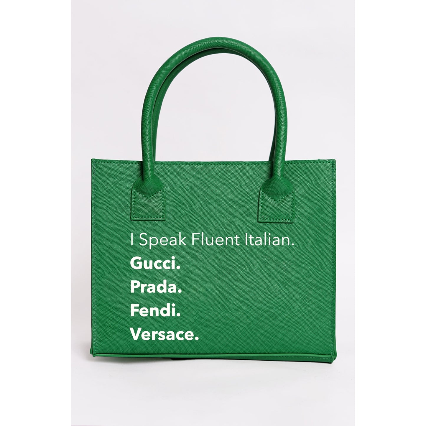 "Nouveau Riche" Vegan Mini Tote- Kelly Green Fluent Italian