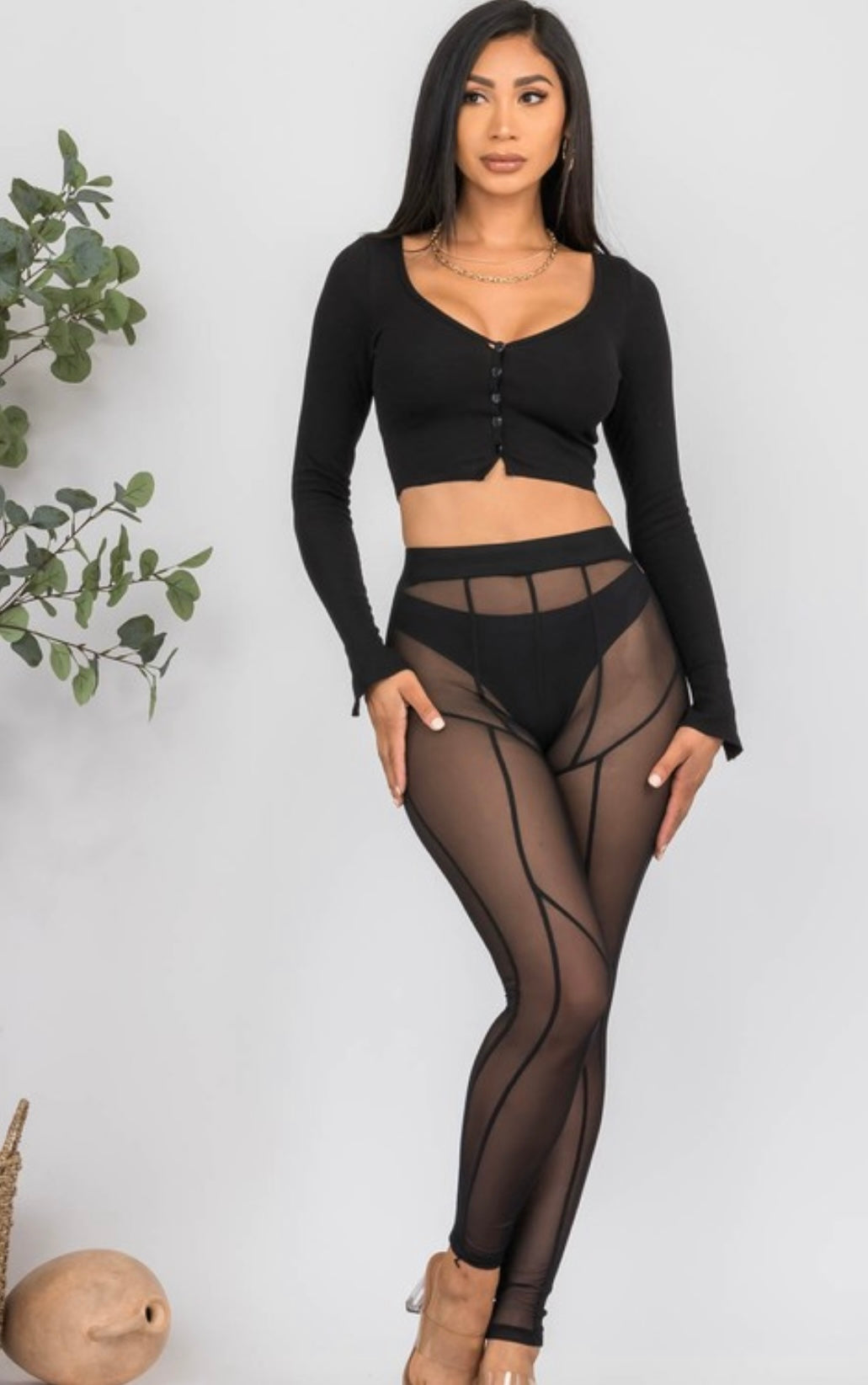 "Step in LIne" Mesh Leggings - Black