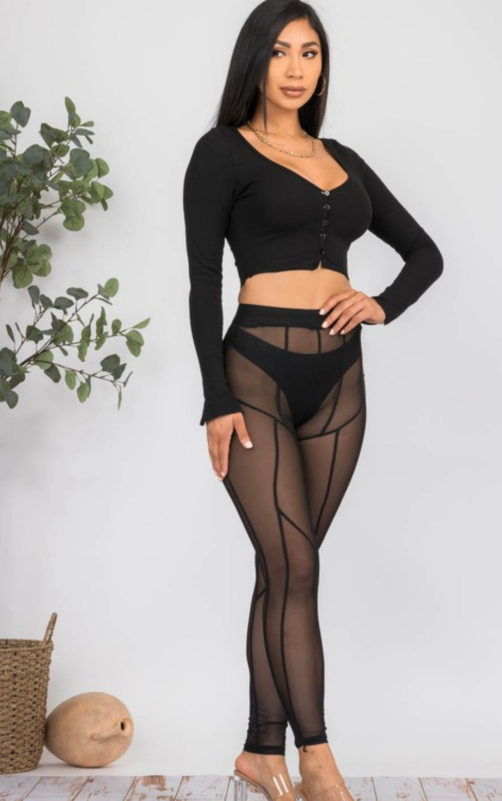 "Step in LIne" Mesh Leggings - Black