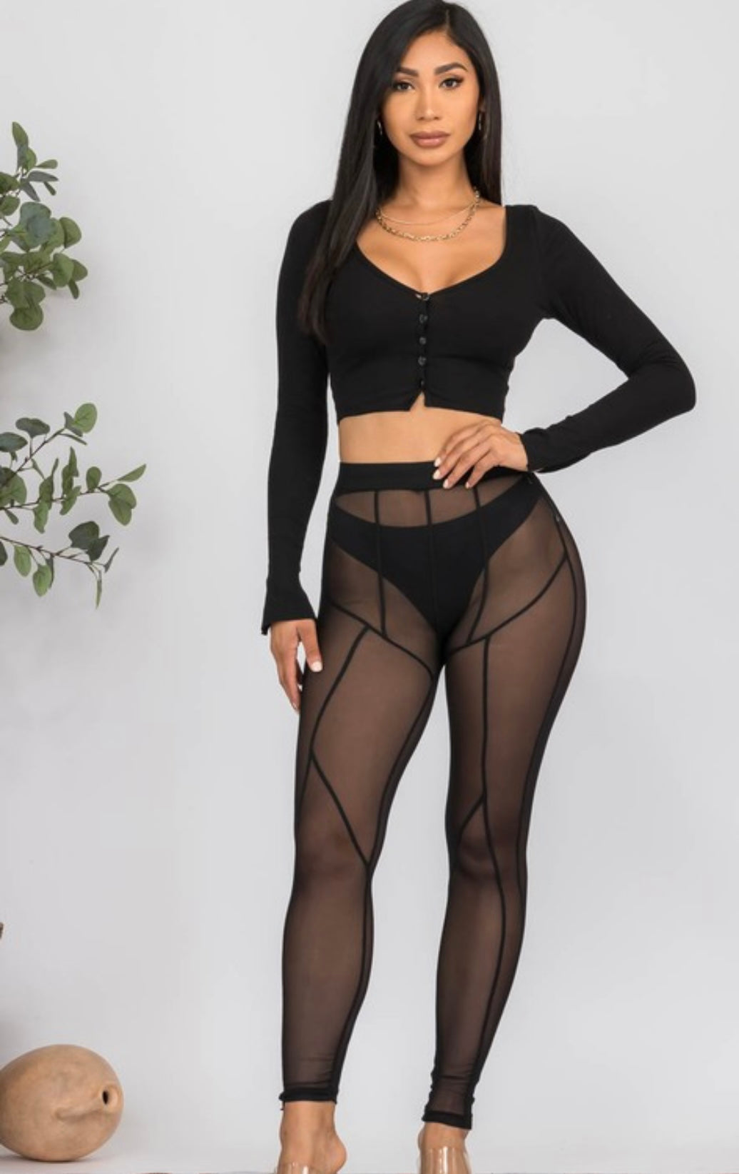 "Step in LIne" Mesh Leggings - Black