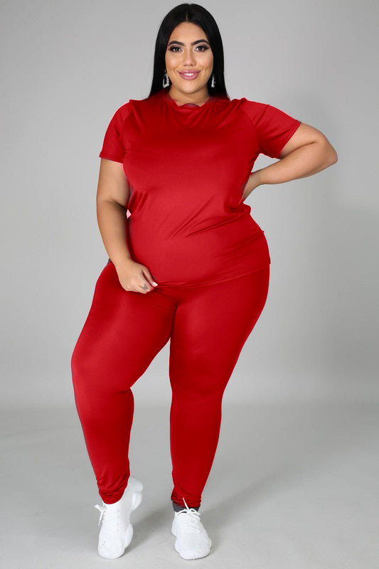 "Out N About" 2 Piece Legging Set - Curvy Red