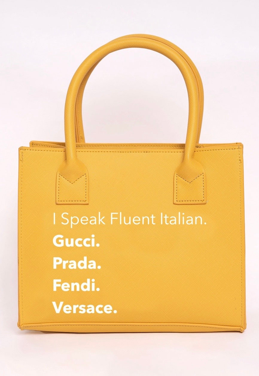 "Nouveau Riche" Vegan Mini Tote- Lemon Fluent Italian