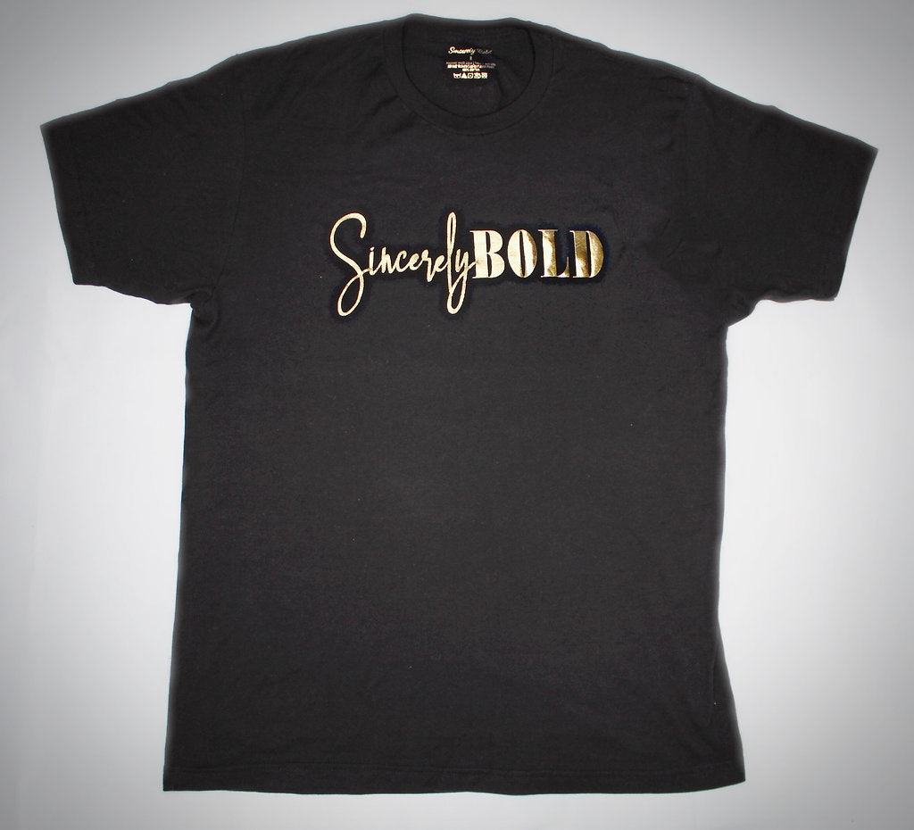 Bold Signature Tee- Black/Gold (Boss)