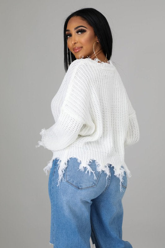 V-Neck Ribbed Sweater