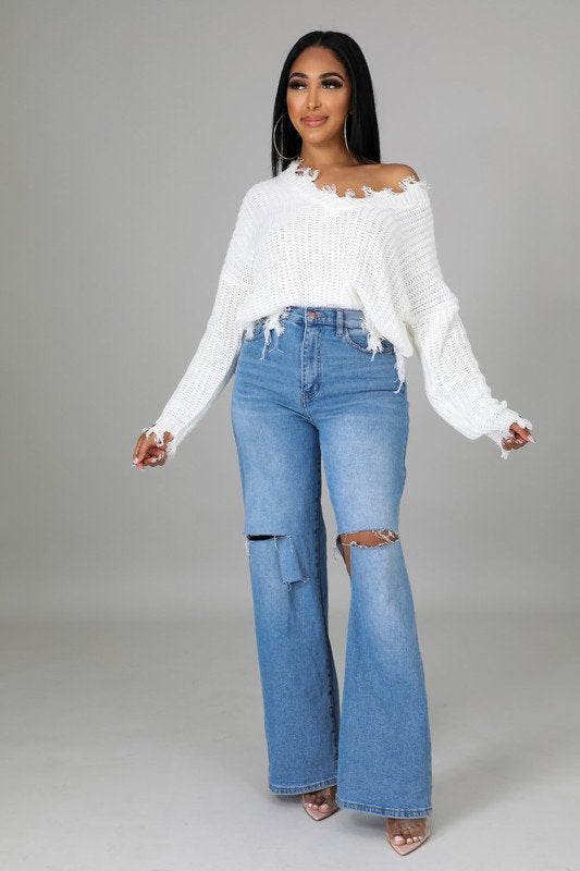 V-Neck Ribbed Sweater