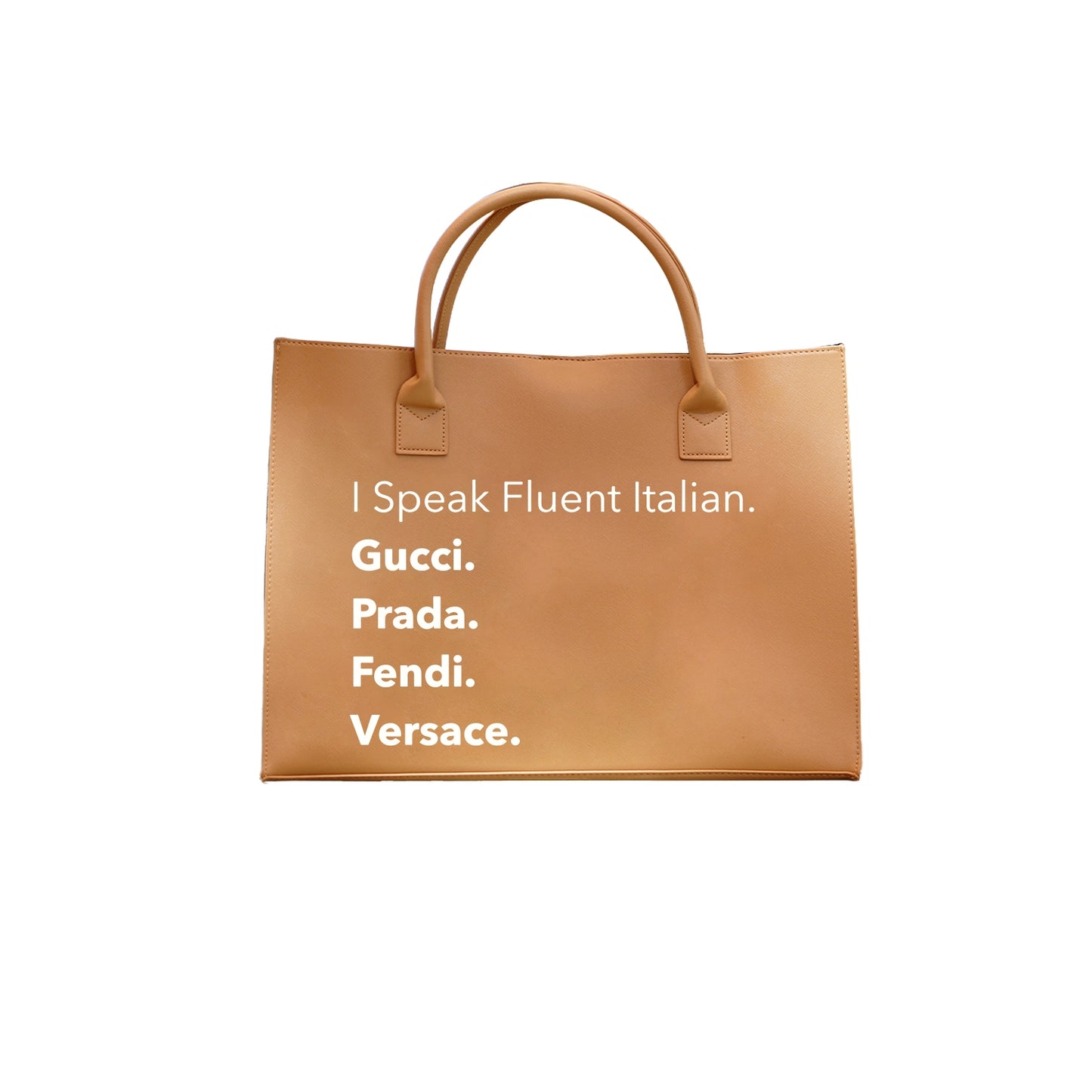 "Nouveau Riche" Vegan Luxury Tote- Tan Fluent Italian