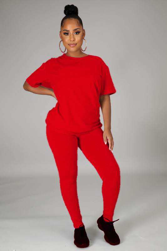"Out N About" 2 Piece Legging Set - Red