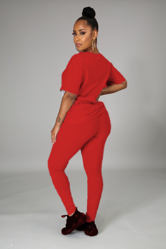 "Out N About" 2 Piece Legging Set - Red