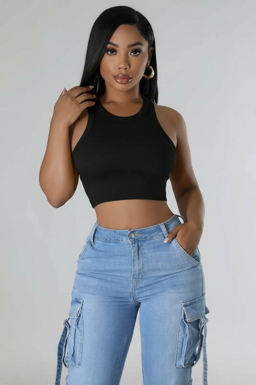 Aurora Seamless Crop Top: Black