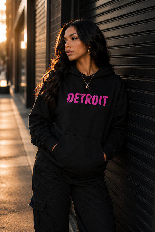 Detroit Grit Hoodie- Pink