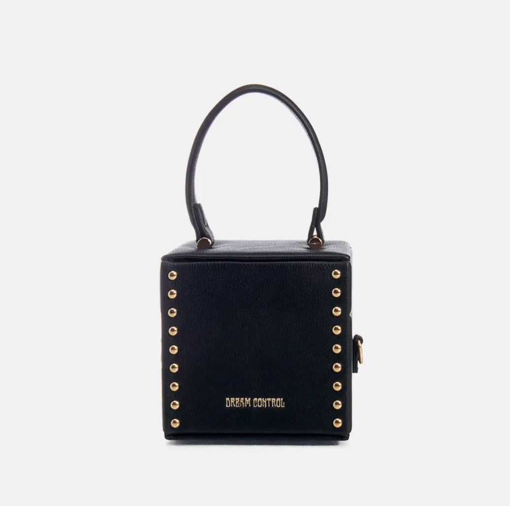 Estelle Studded Cube Handbag- Black