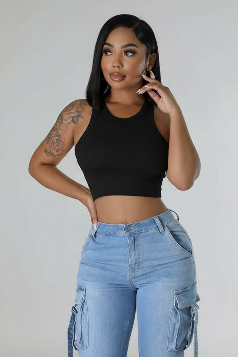 Aurora Seamless Crop Top: Black