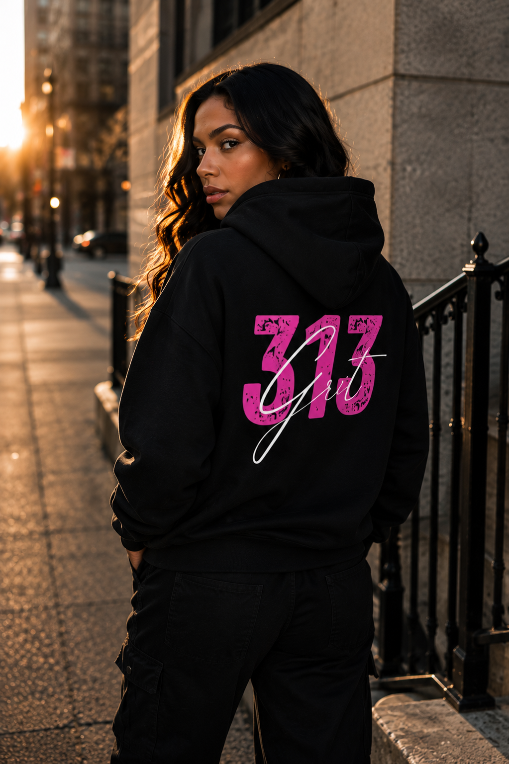 Detroit Grit Hoodie- Pink