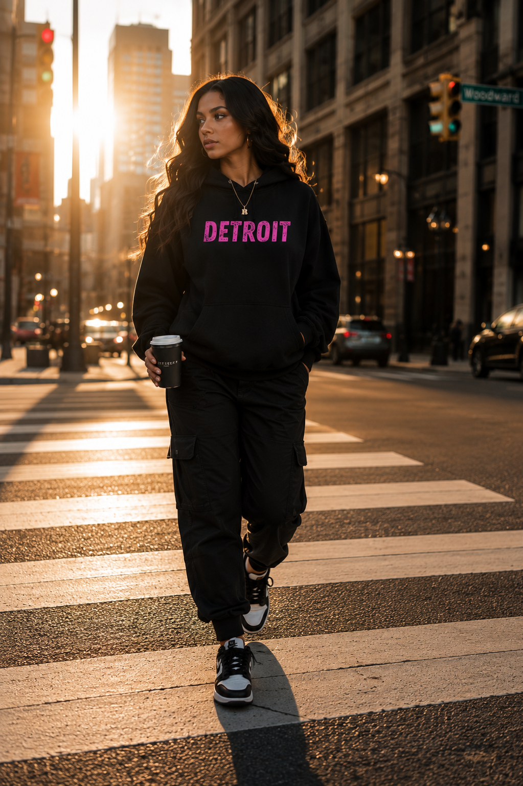 Detroit Grit Hoodie- Pink