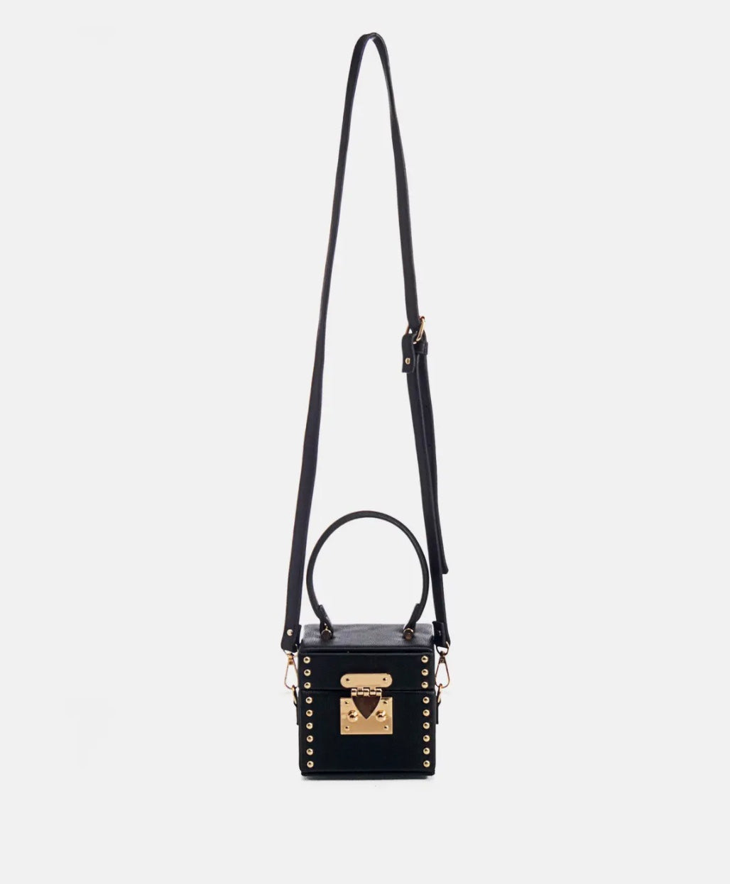 Estelle Studded Cube Handbag- Black