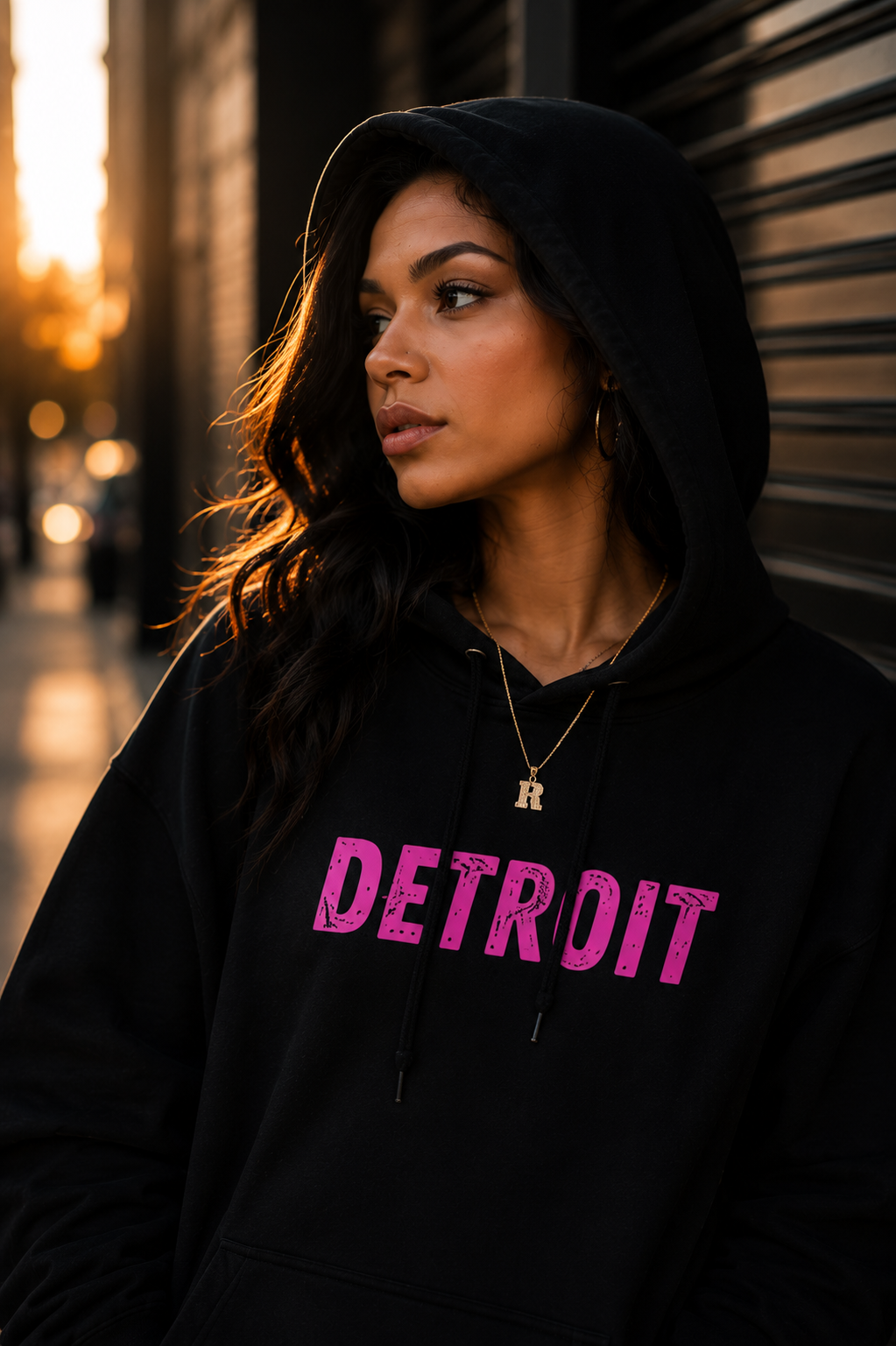 Detroit Grit Hoodie- Pink