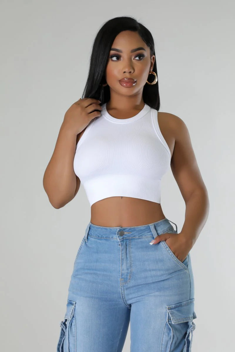 Aurora Seamless Crop Top: White