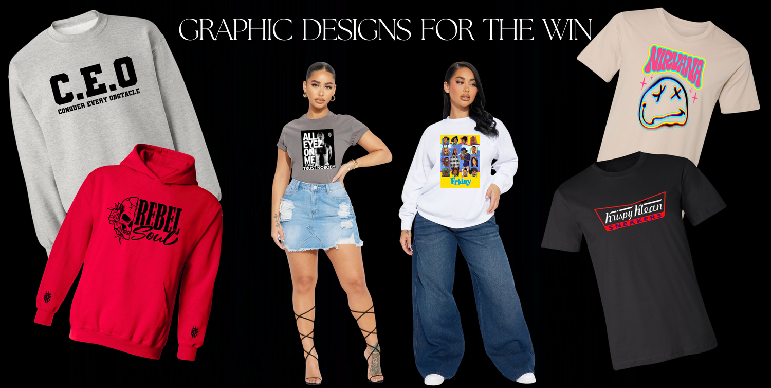 Graphic tees and hoodies