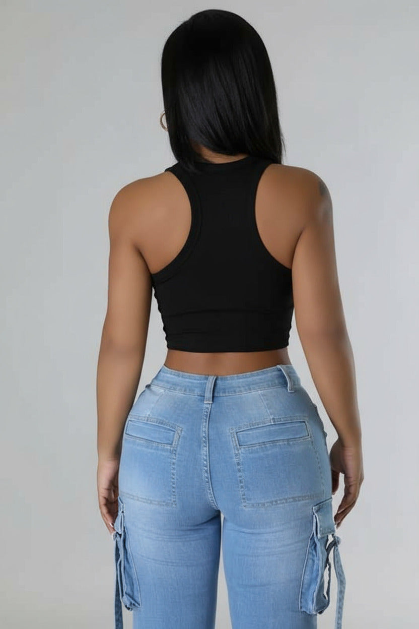 Aurora Seamless Crop Top: Black