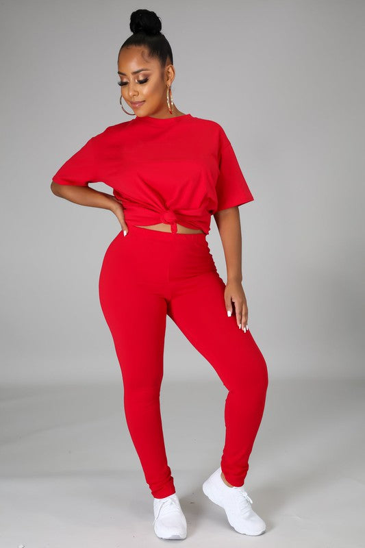 "Out N About" 2 Piece Legging Set - Red