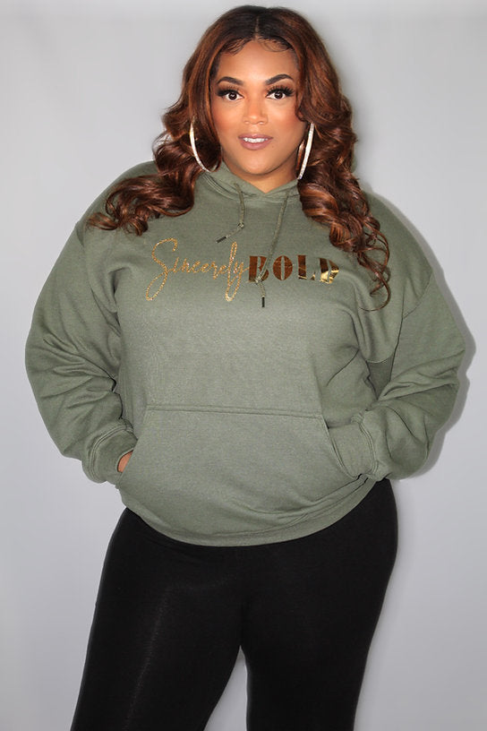 Bold Signature Hoodie- Olive Green