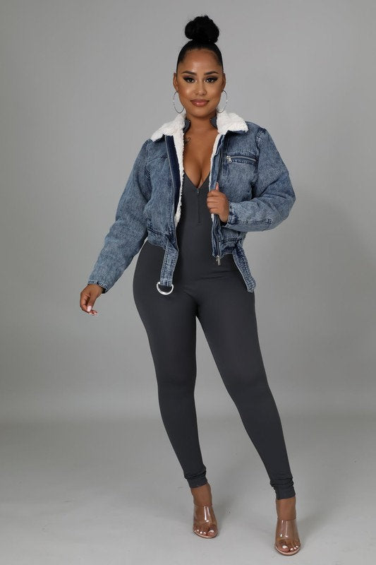"Crazy Fur You" Denim Jean Jacket