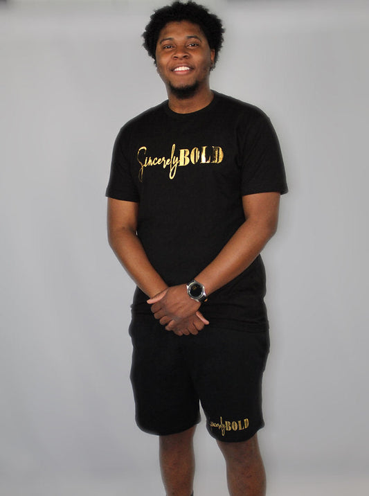 Bold Signature Tee- Black/Gold (Boss)